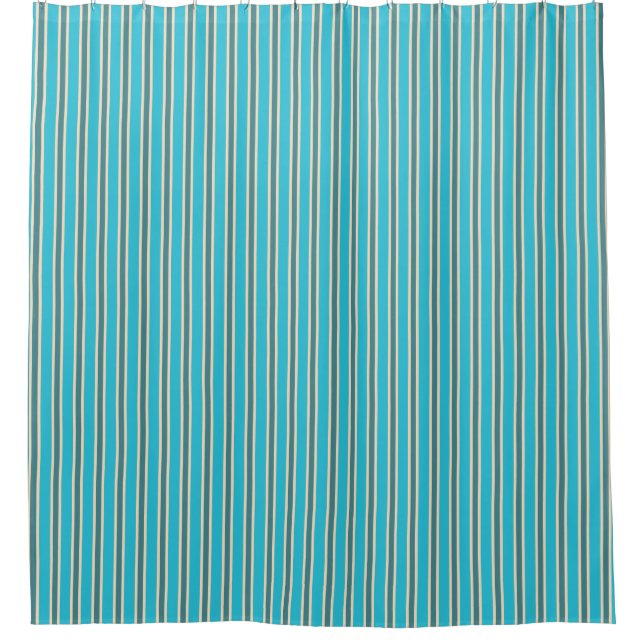 Colours of New Zealand in Turquoise Stripes Shower Curtain (Front)