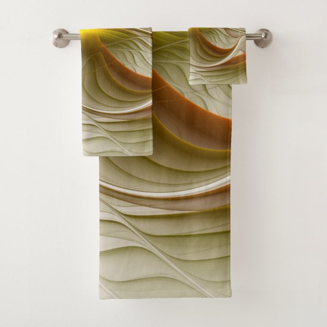 Colours of Precious Metals, Abstract Fractal Art Bath Towel Set (Insitu)