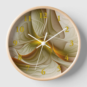 Colours of Precious Metals, Abstract Fractal Art Clock