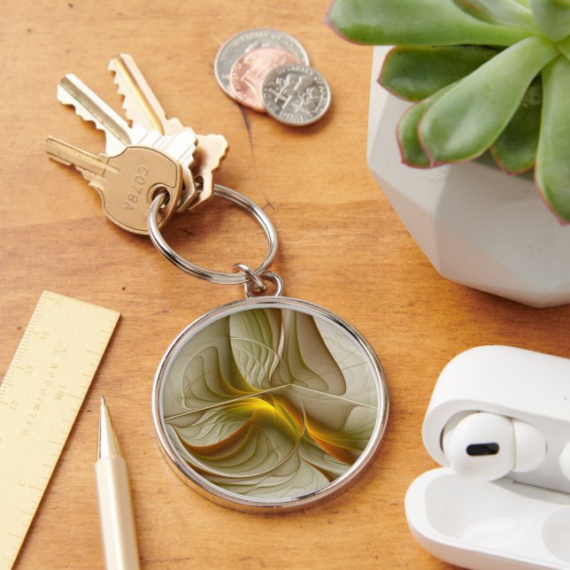 Colours of Precious Metals, Abstract Fractal Art Key Ring (Desk)