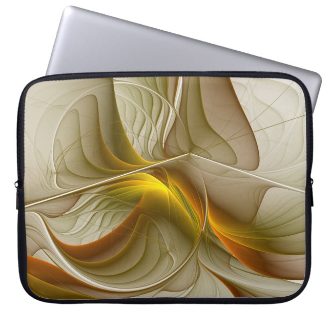 Colours of Precious Metals, Abstract Fractal Art Laptop Sleeve (Front)