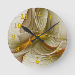 Colours of Precious Metals, Abstract Fractal Art Round Clock