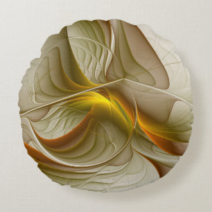 Colours of Precious Metals, Abstract Fractal Art Round Cushion