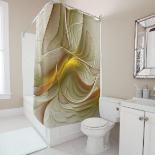 Colours of Precious Metals, Abstract Fractal Art Shower Curtain