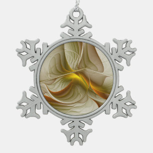Colours of Precious Metals, Abstract Fractal Art Snowflake Pewter Christmas Ornament