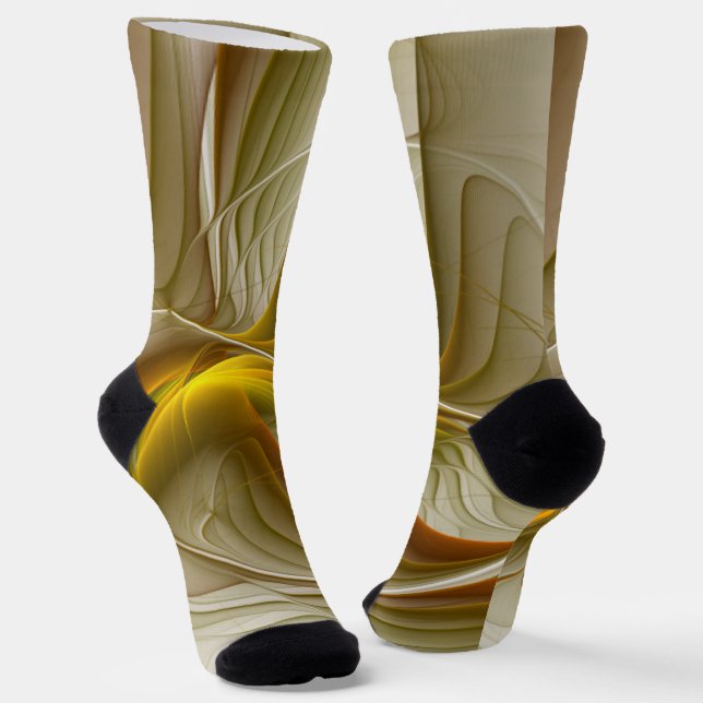 Colours of Precious Metals, Abstract Fractal Art Socks (Angled)