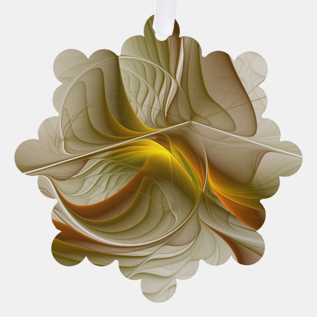 Colours of Precious Metals, Abstract Fractal Art Tree Decoration Card (Front)