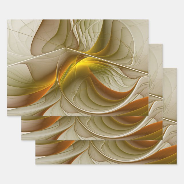 Colours of Precious Metals, Abstract Fractal Art Wrapping Paper Sheet (Set)