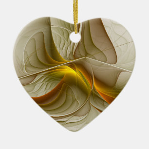 Colours of Precious Metals, Abstract Fractal Heart Ceramic Tree Decoration