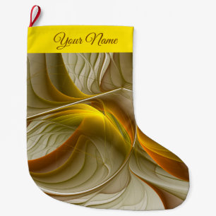 Colours of Precious Metals, Abstract Fractal Name Large Christmas Stocking