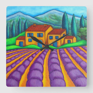 Colours of Provence Square Wall Clock, Lisa Lorenz Clock