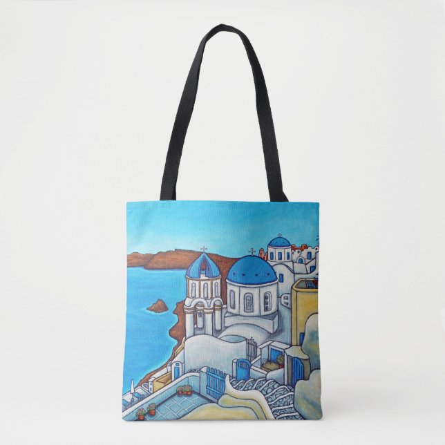 Colours of Santorini Shoulder Tote Bag (Front)