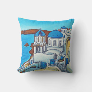 Colours of Santorini Throw Pillow by Lisa Lorenz