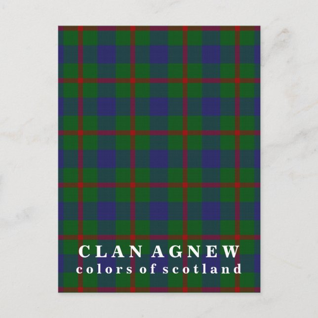 Colours of Scotland Clan Agnew Tartan Postcard (Front)