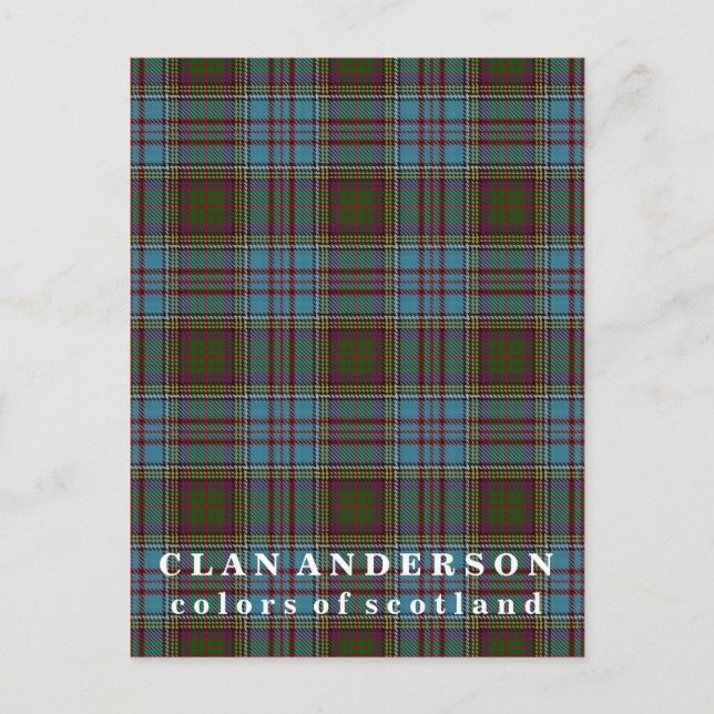 Colours of Scotland Clan Anderson Tartan Postcard (Front)