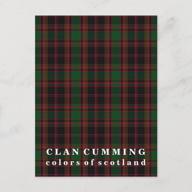 Colours of Scotland Clan Cumming Tartan Postcard (Front)