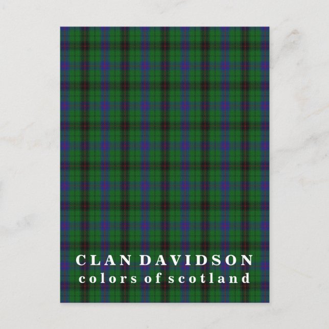 Colours of Scotland Clan Davidson Tartan Postcard (Front)