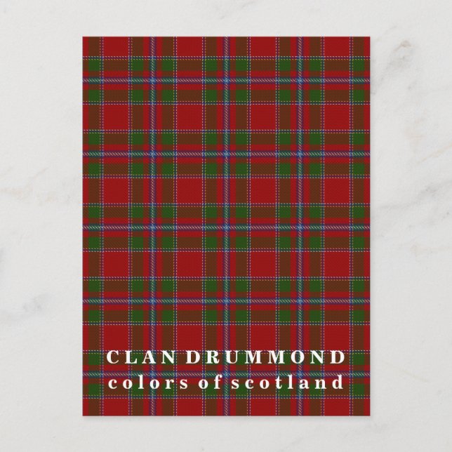Colours of Scotland Clan Drummond Tartan Postcard (Front)