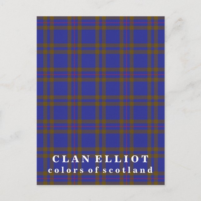 Colours of Scotland Clan Elliot Tartan Postcard (Front)