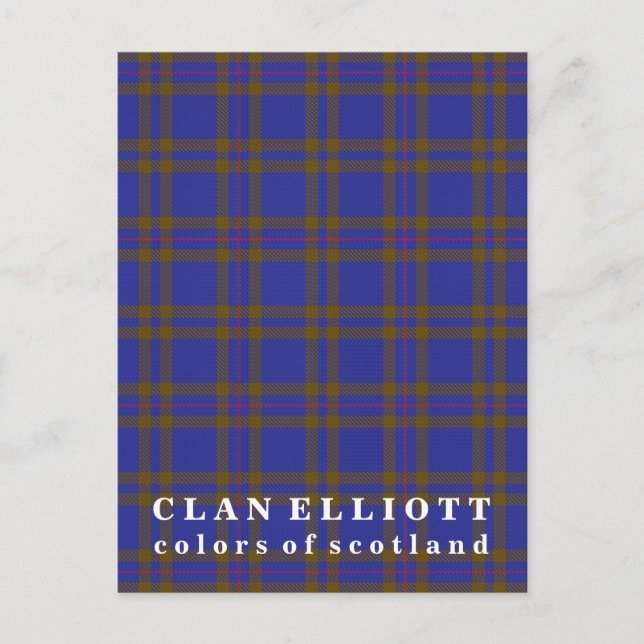Colours of Scotland Clan Elliott Tartan Postcard (Front)