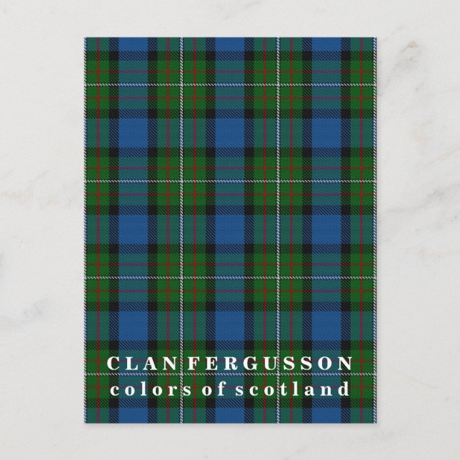 Colours of Scotland Clan Fergusson Tartan Postcard (Front)