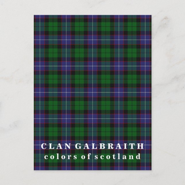 Colours of Scotland Clan Galbraith Tartan Postcard (Front)