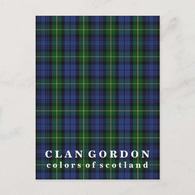 Colours of Scotland Clan Gordon Tartan Postcard (Front)