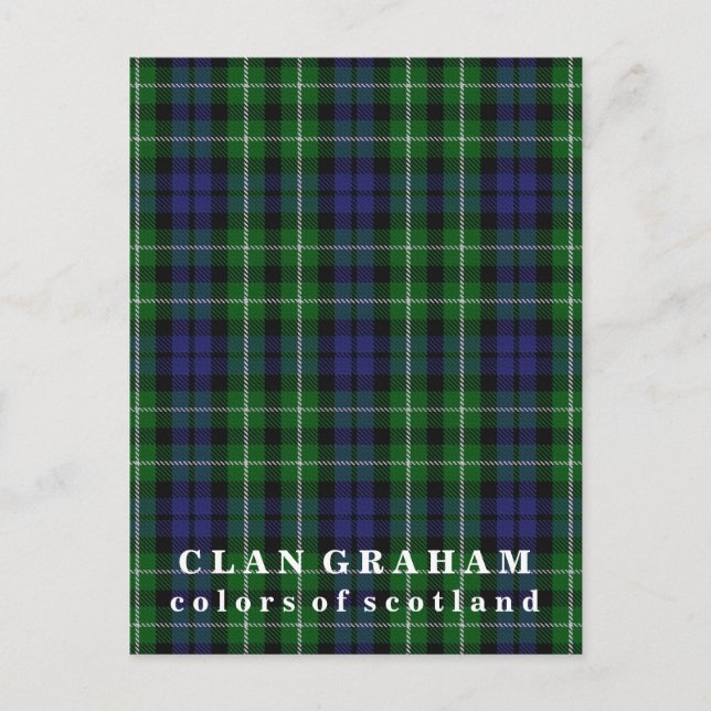 Colours of Scotland Clan Graham Tartan Postcard (Front)