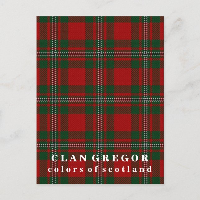 Colours of Scotland Clan Gregor Tartan Postcard (Front)