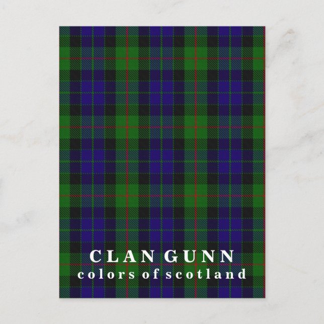 Colours of Scotland Clan Gunn Tartan Postcard (Front)