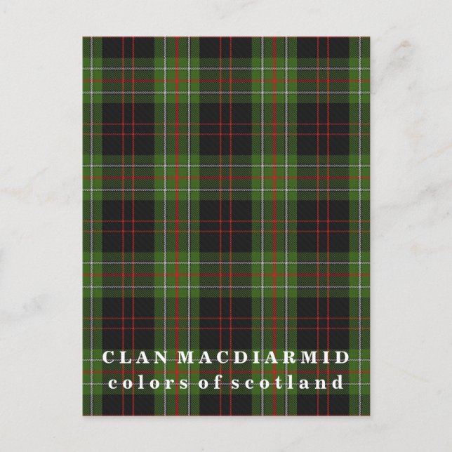 Colours of Scotland Clan MacDiarmid Tartan Postcard (Front)