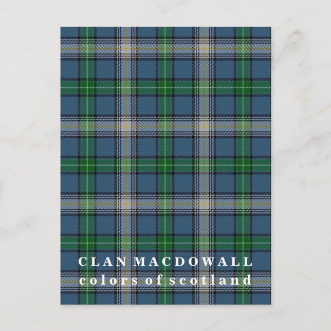 Colours of Scotland Clan MacDowall Tartan Postcard (Front)