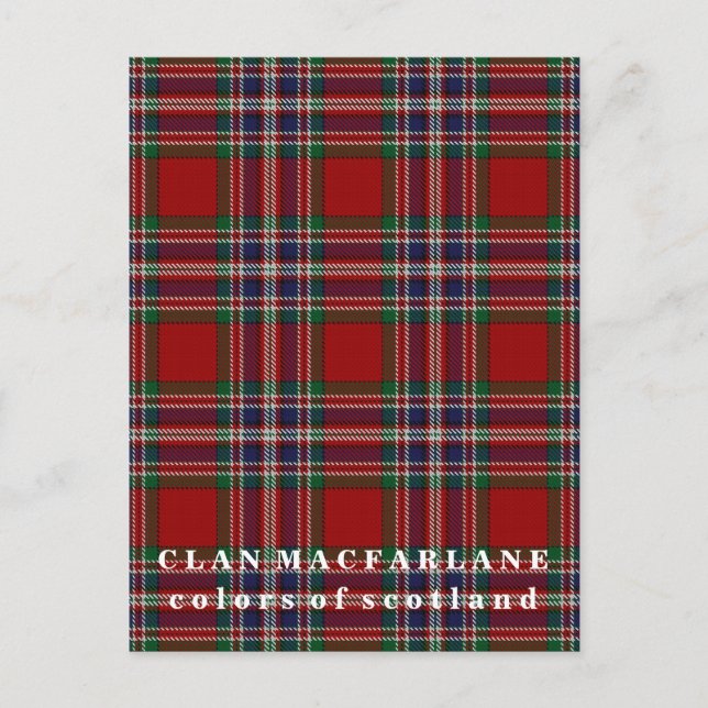 Colours of Scotland Clan MacFarlane Tartan Postcard (Front)