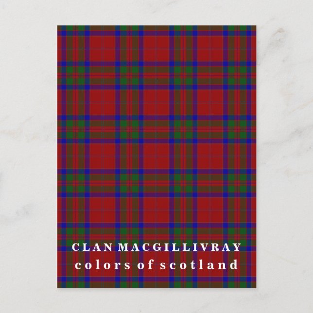 Colours of Scotland Clan MacGillivray Tartan Postcard (Front)