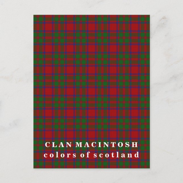 Colours of Scotland Clan MacIntosh Tartan Postcard (Front)