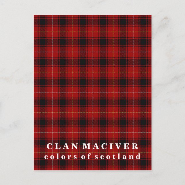 Colours of Scotland Clan MacIver Tartan Postcard (Front)