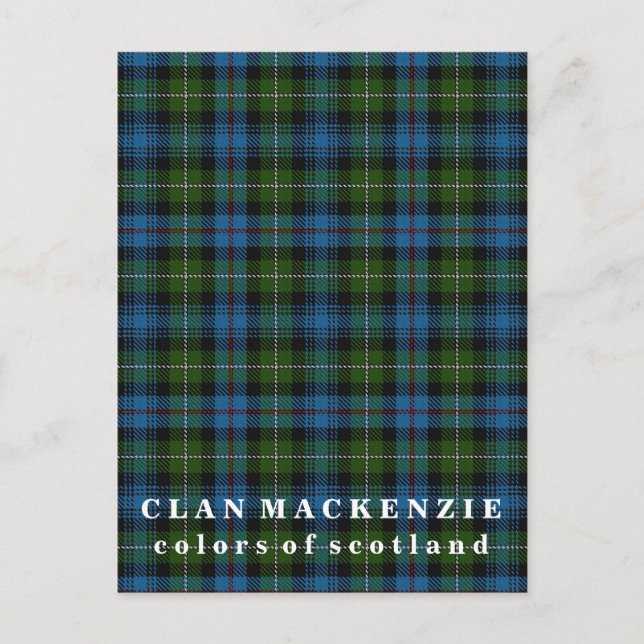 Colours of Scotland Clan MacKenzie Tartan Postcard (Front)