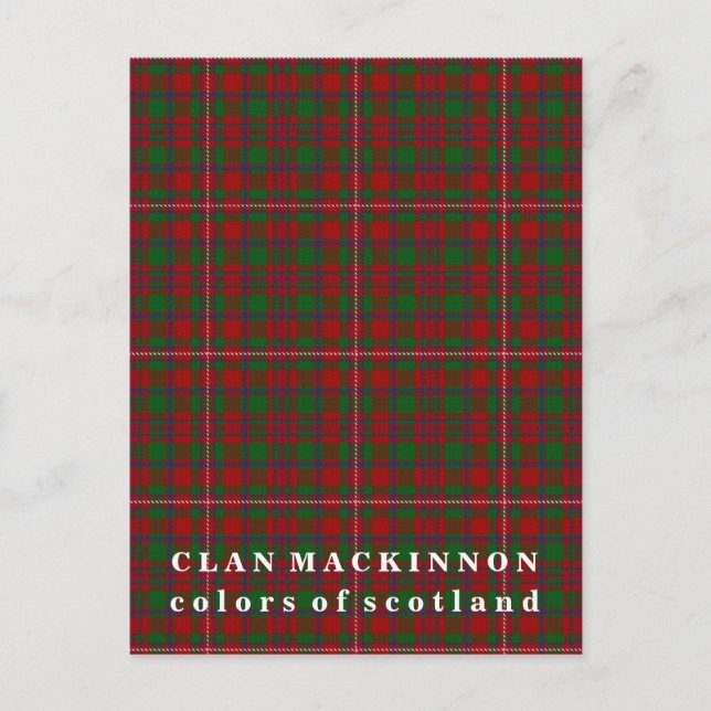 Colours of Scotland Clan MacKinnon Tartan Postcard (Front)