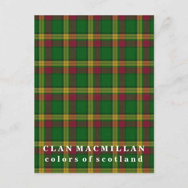 Colours of Scotland Clan MacMillan Tartan Postcard (Front)