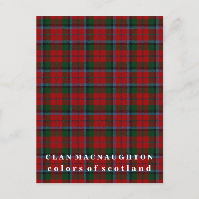 Colours of Scotland Clan MacNaughton Tartan Postcard (Front)