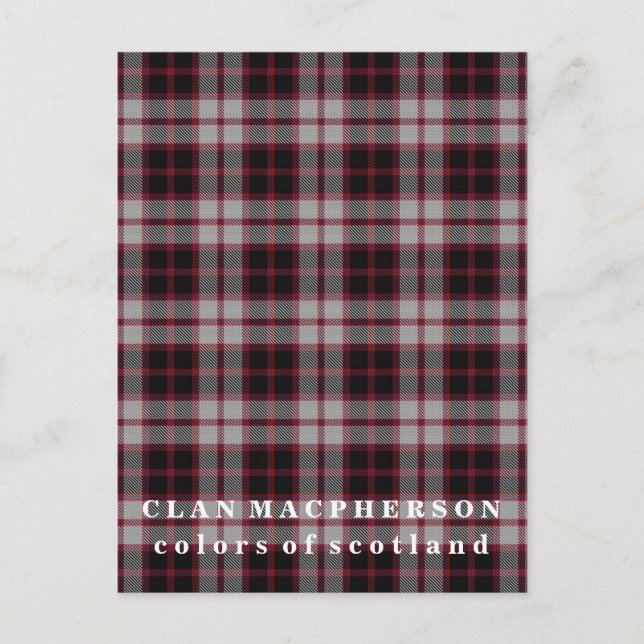 Colours of Scotland Clan MacPherson Tartan Postcard (Front)
