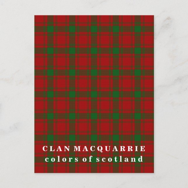 Colours of Scotland Clan MacQuarrie Tartan Postcard (Front)