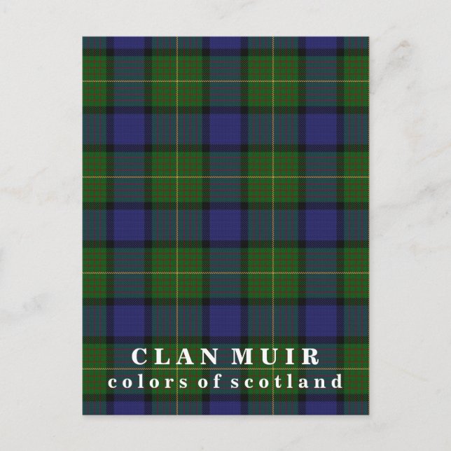 Colours of Scotland Clan Muir Tartan Postcard (Front)