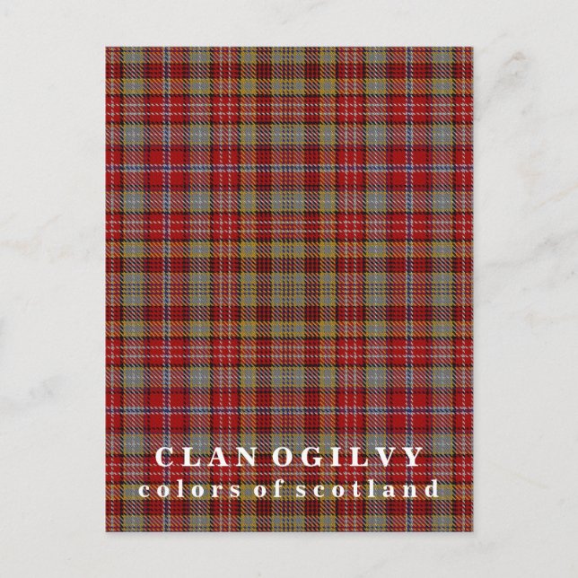 Colours of Scotland Clan Ogilvy Tartan Postcard (Front)