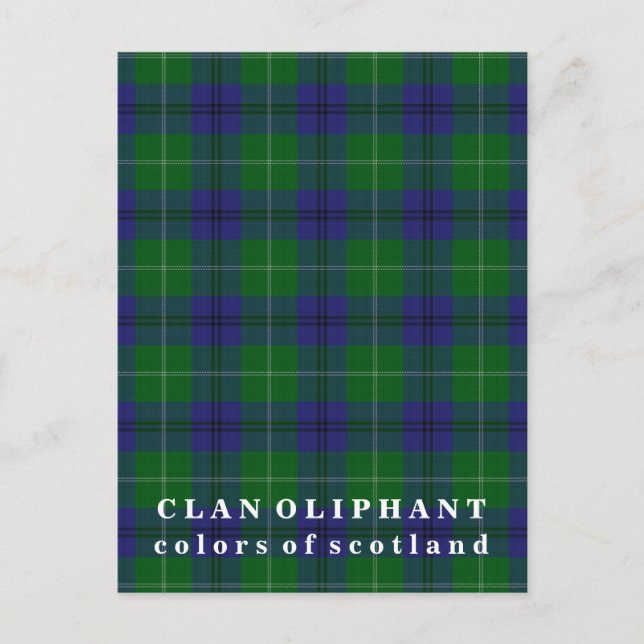 Colours of Scotland Clan Oliphant Tartan Postcard (Front)
