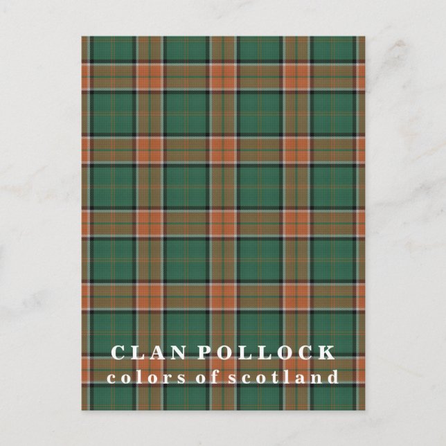 Colours of Scotland Clan Pollock Tartan Postcard (Front)