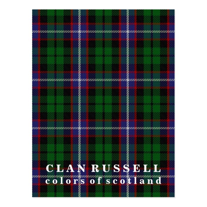 Colours of Scotland Clan Russell Tartan Postcard | Zazzle.co.uk