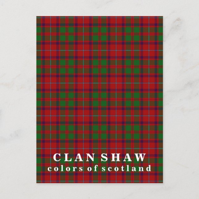 Colours of Scotland Clan Shaw Tartan Postcard (Front)