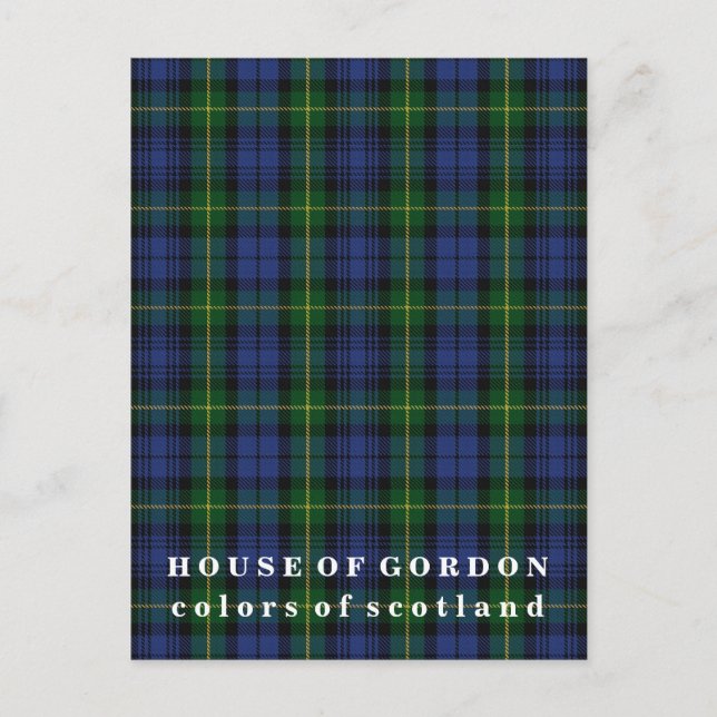 Colours of Scotland House of Gordon Tartan Postcard (Front)