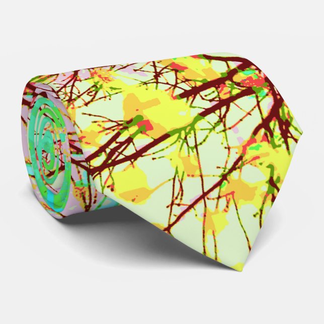 Colours of Spring Tree Branches Colourful Nature A Tie (Rolled)